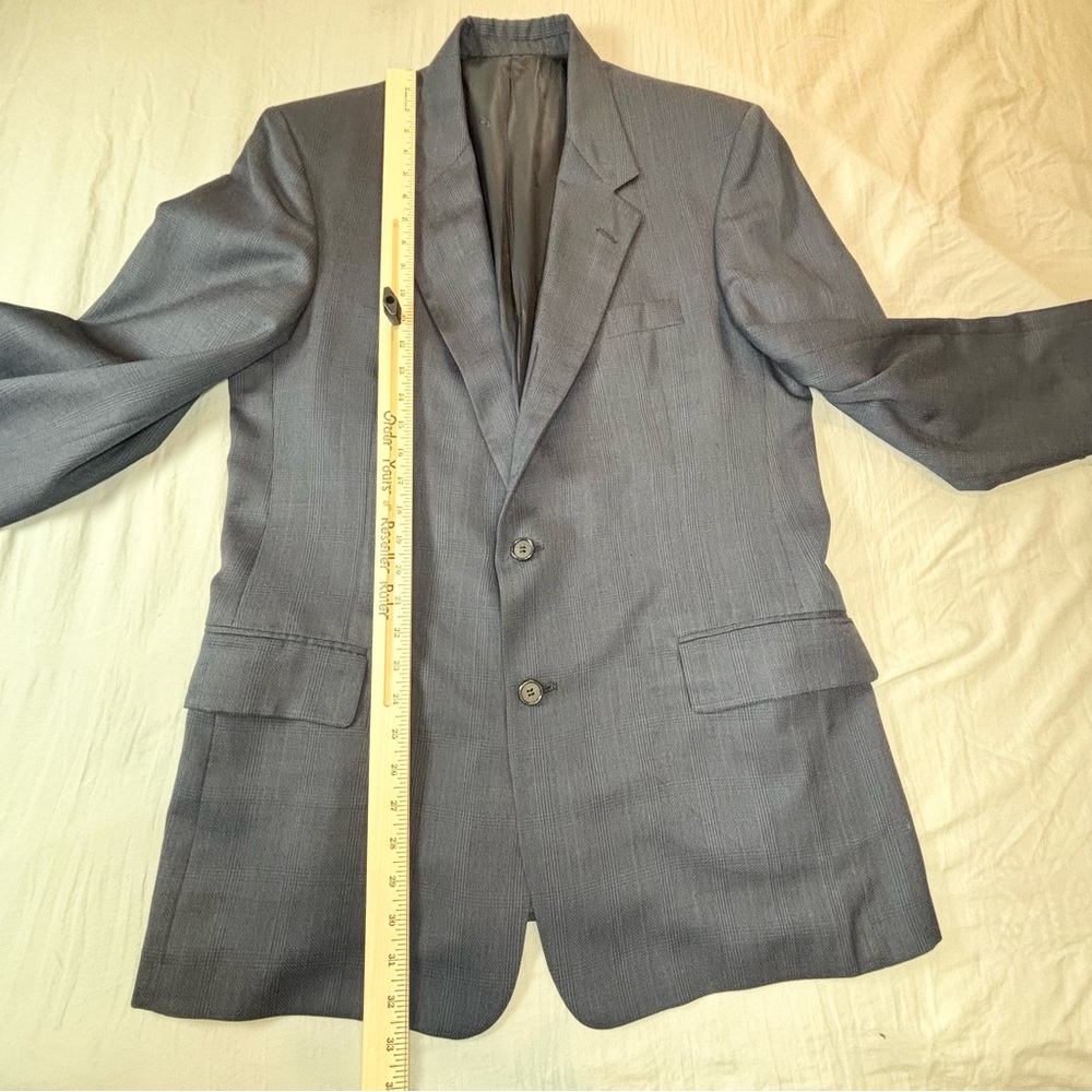 Vintage Yves Saint Laurent Blazer Men’s 42 Blue‎ Plaid - Picture 4 of 13